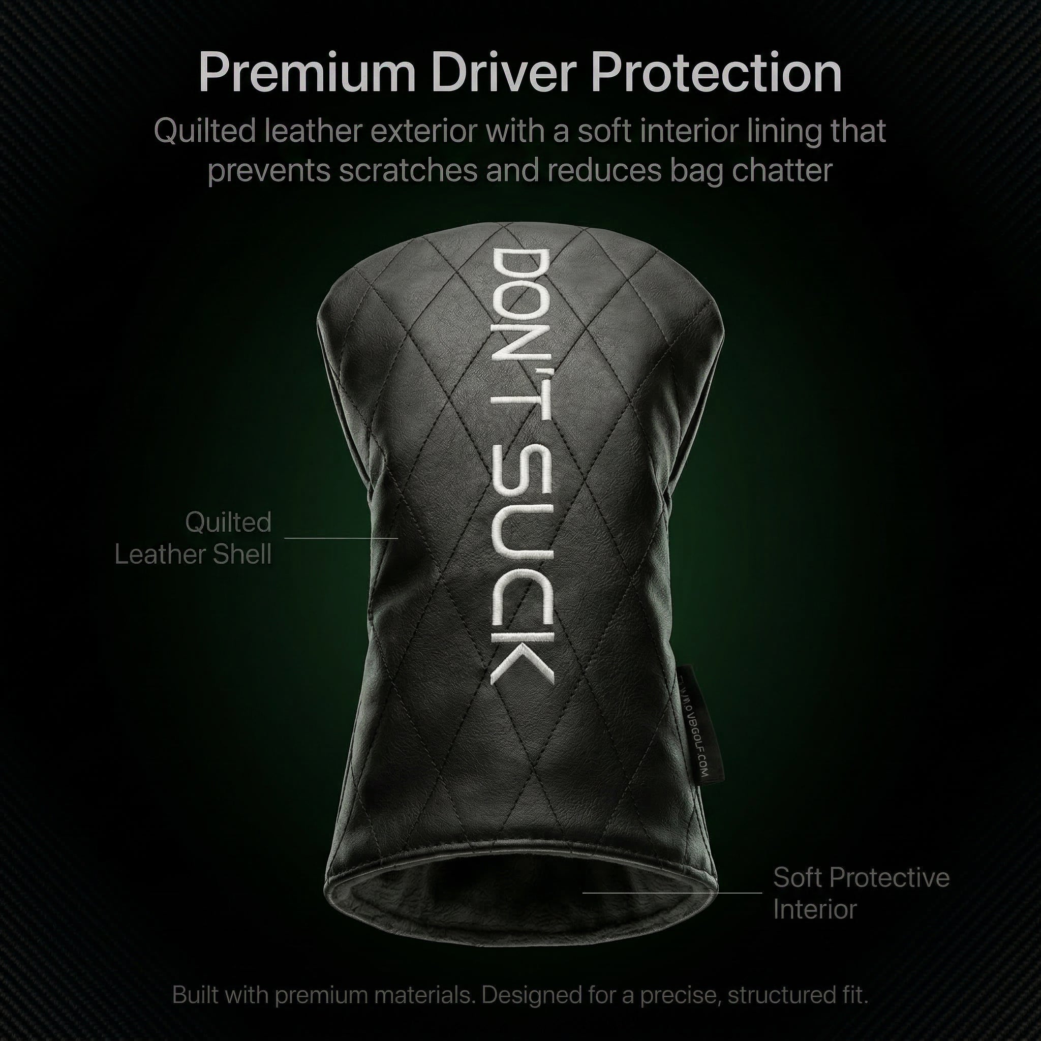 Don’t Suck™ Driver Headcover — Premium Black Diamond Quilted Fit (460cc)