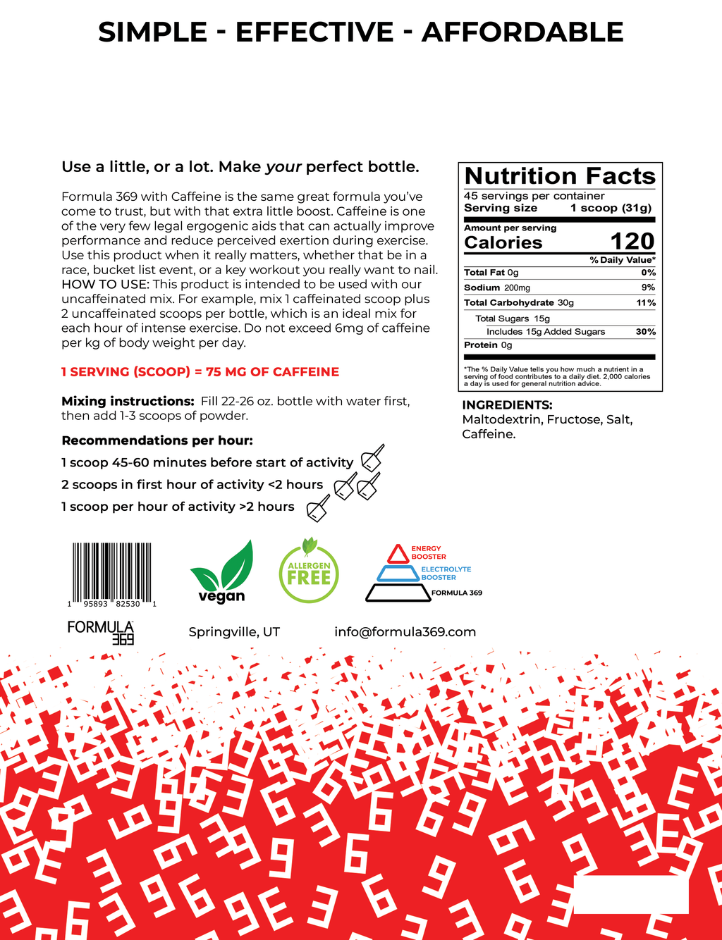 FORMULA 369 with CAFFEINE - 45 servings