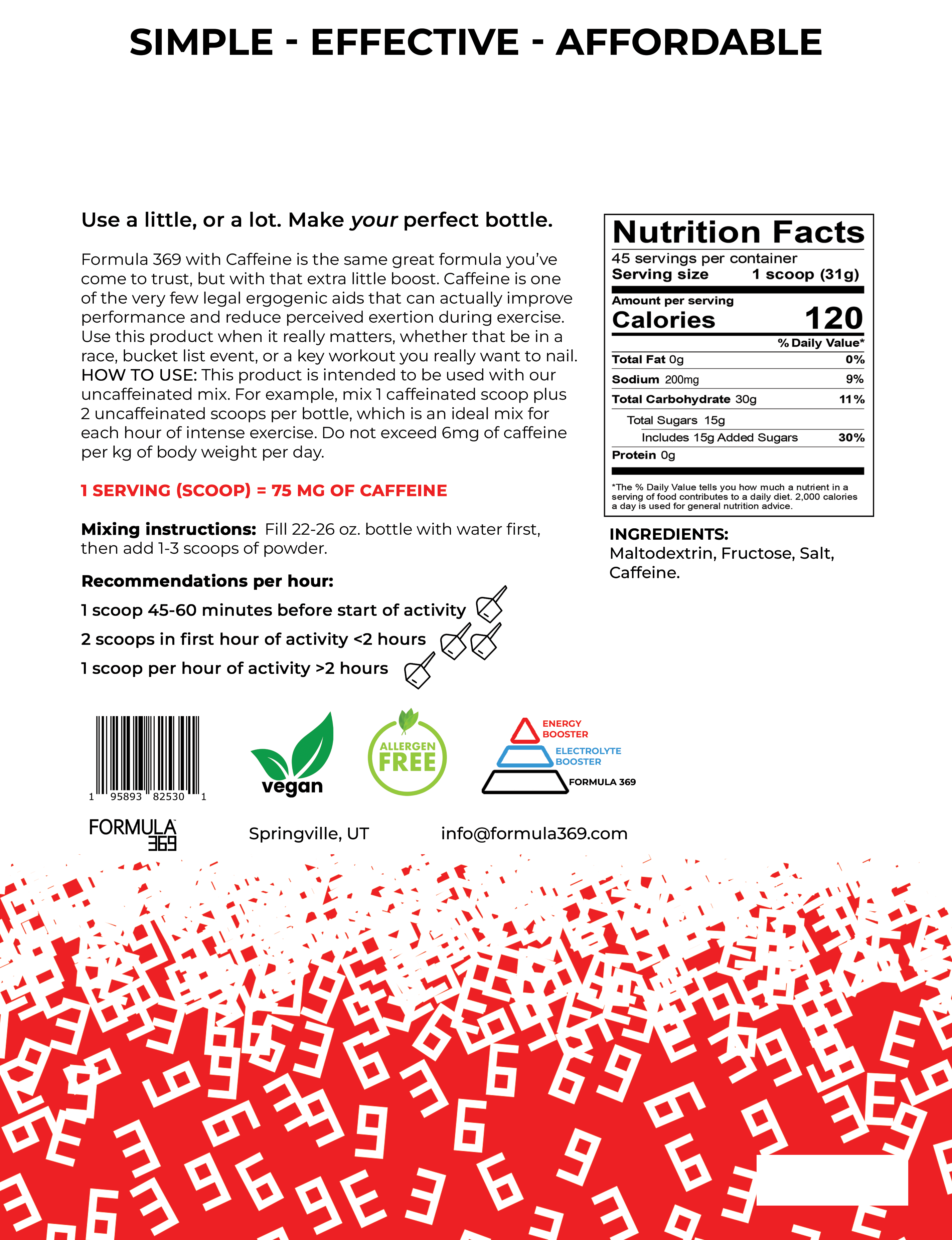 FORMULA 369 with CAFFEINE - 45 servings