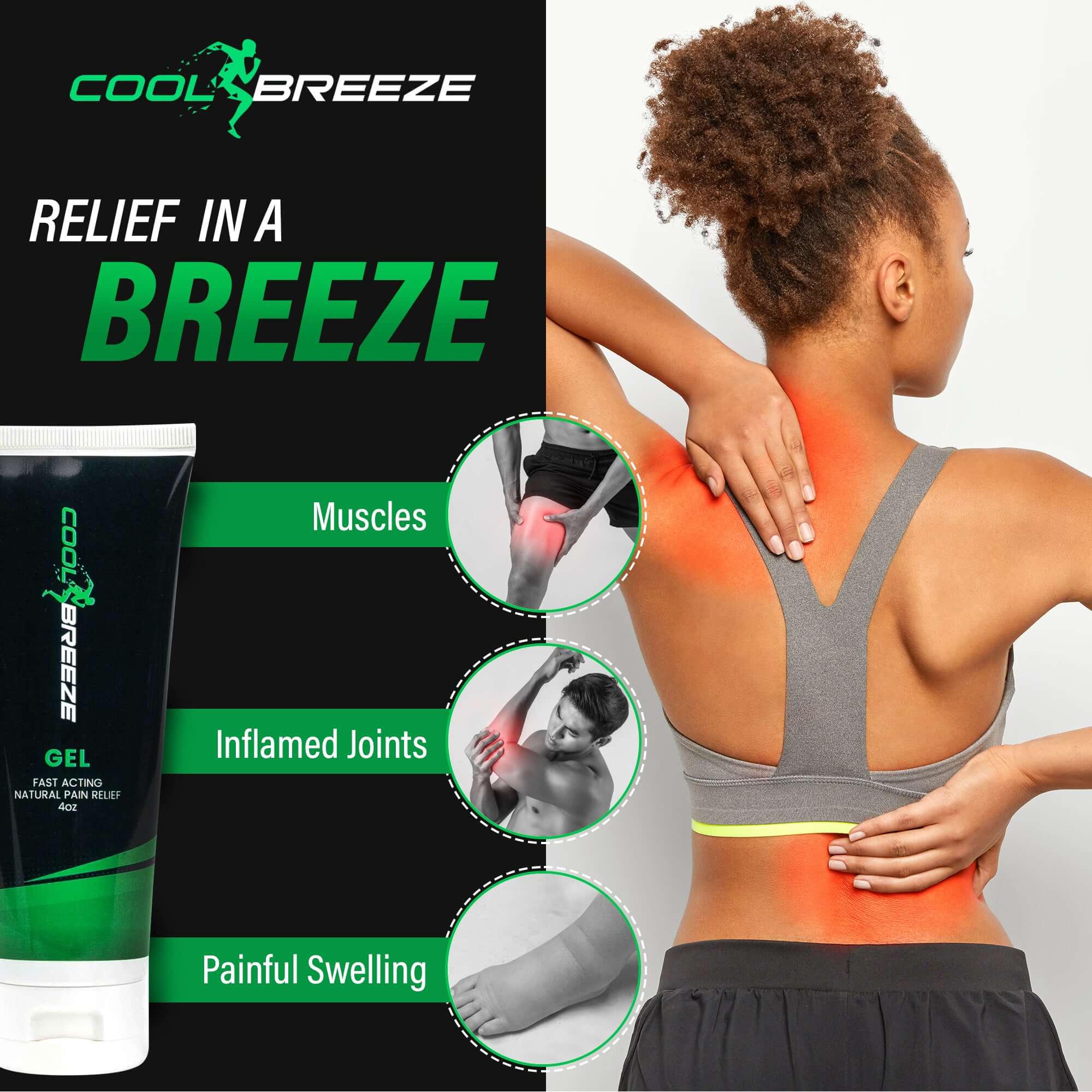 Cool Breeze Pain Relief Gel, 4oz Tube
